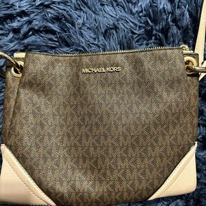 Michael Kors Brown Crossbody with Cream Corner Accents
